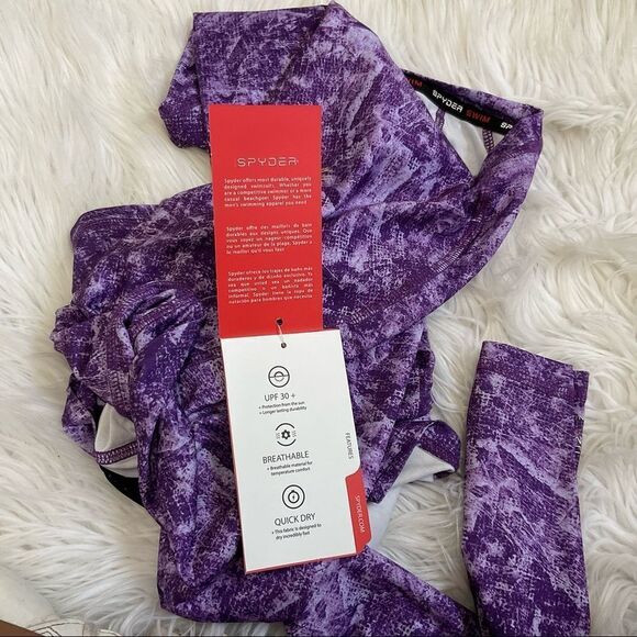 NEW SPYDER SWIM purple rush guard long sleeves UPF30+ multicam XXL - Picture 14 of 15